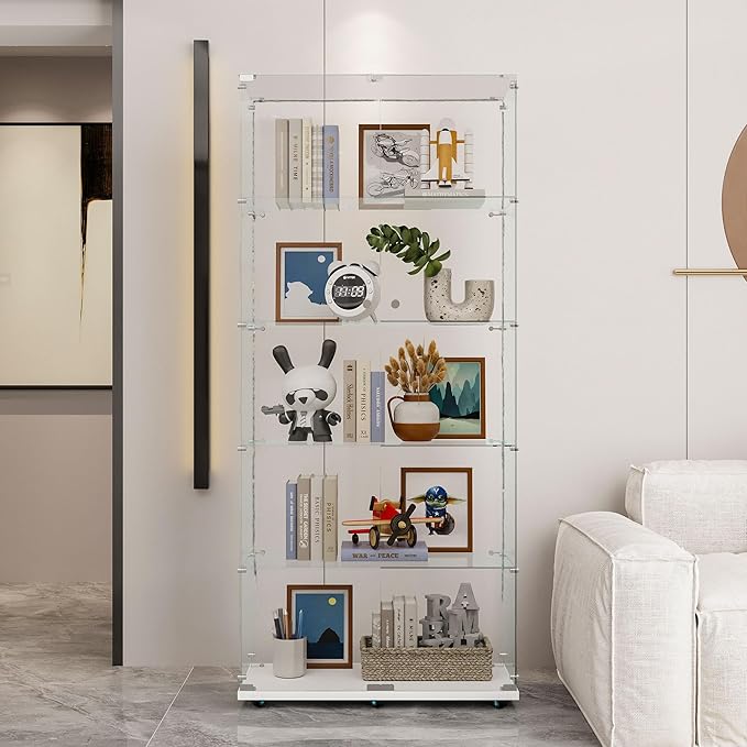 Yoluckea 5 Tiers Glass Display Cabinet - Image 7