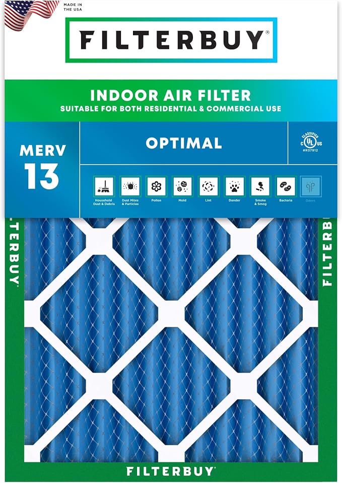 Filterbuy 10x17x2 Air Filter MERV 13 Optimal Smoke & Allergy Defense, by Filterbuy