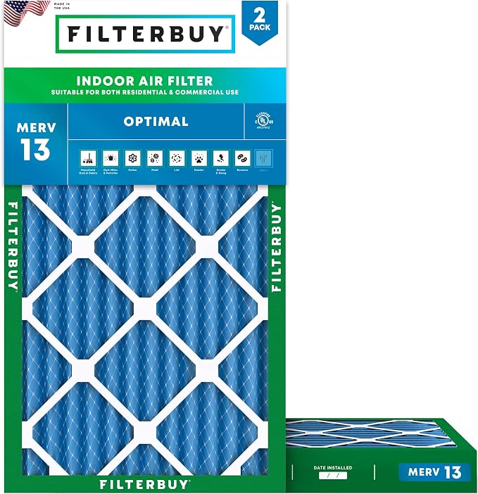 Filterbuy 10x20x2 Air Filter MERV 13 Optimal Smoke & Allergy Defense, by Filterbuy