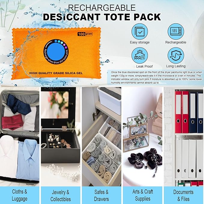 100g Desiccant Bag, Closet Dehumidifier Bags, Silica Gel Desiccant Moisture - Image 2