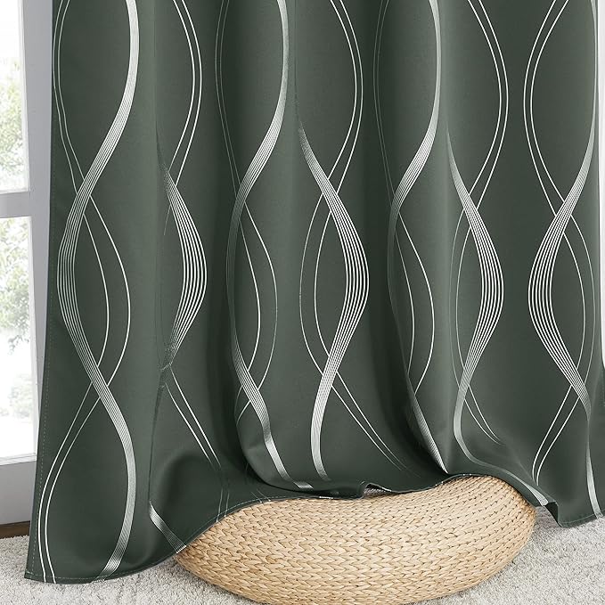 NICETOWN Blackout Curtains 84 inch Length 2 Panels Set, Dark Mallard, Noise - Image 5