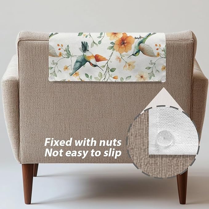 Hummingbird Flower Recliner Headrest Cover Lazy Boy Sofa Headrest Cover No-Slip - Image 6