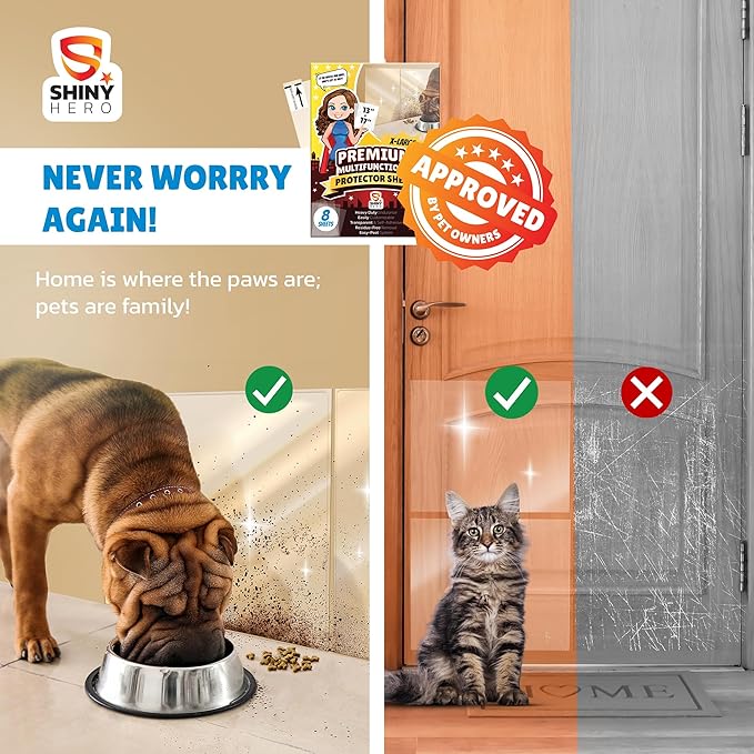 8-Pack - Clear Wall & Door Protector from Dog Scratching - Anti Cat Couch Guard - Image 2