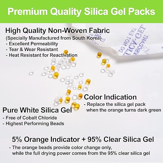 20-Pack 50g Large Silica Gel Packs – Heavy Duty Premium Reusable Moisture - Image 2