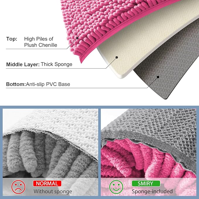 Smiry Luxury Chenille Bathroom Rugs 30x20, Extra Soft and Absorbent Shaggy Bath - Image 5