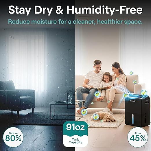 SereneLife Dehumidifiers for Home, 91 Oz Quiet Dehumidifier for Bedroom - Image 2
