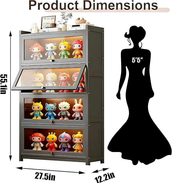 Curio Display Cabinet with Acrylic Glass Door, Large Capacity Storage Cabinet - Image 2