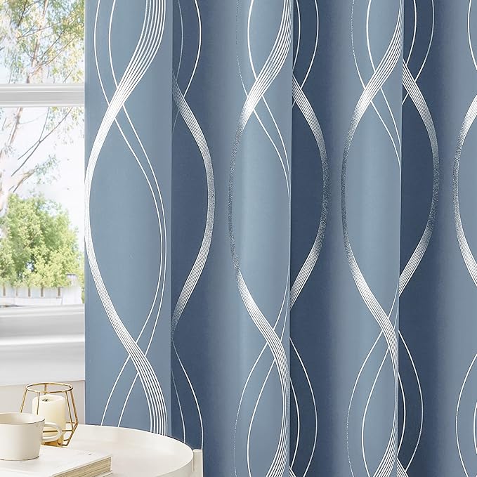 NICETOWN Vintage Blue 63" Length Curtains - Image 4