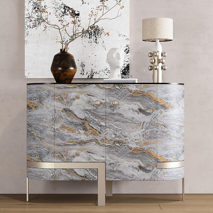 CRE8TIVE Matte Gold Grey Marble Contact Paper - Image 5