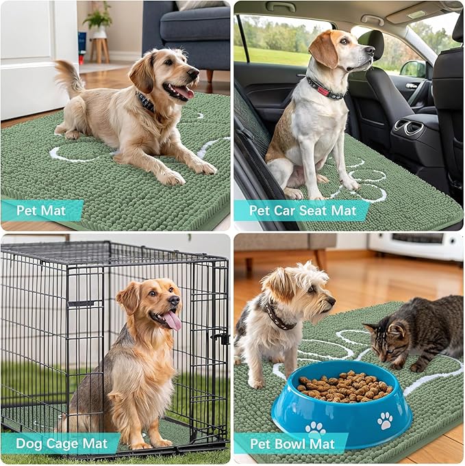 OLANLY Dog Door Mat for Muddy Paws 36x24, Paw Print Design, Absorbs Moisture - Image 7