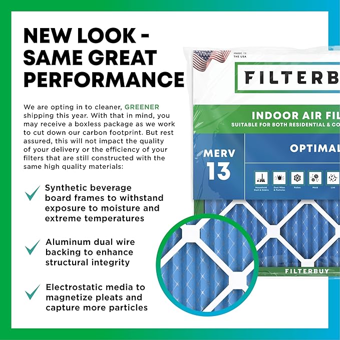 Filterbuy 20x20x4 Air Filter MERV 13 Optimal Smoke & Allergy Defense, - Image 3