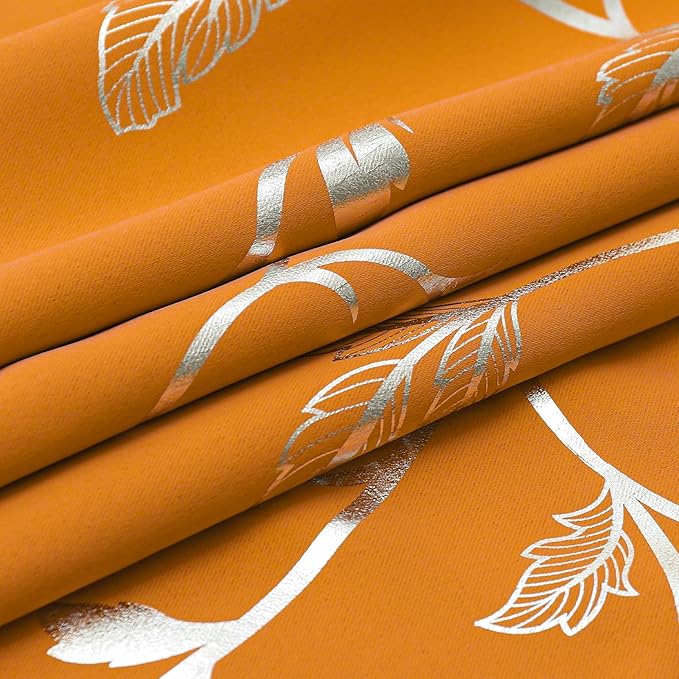 BUHUA Blackout Curtains Christmas Shinny Flower Print Thermal Insulated Room - Image 5