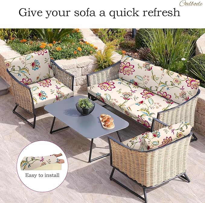 12pcs Single Seat Floral Print Outdoor Sofa Cover, Waterproof Elastic Removable - Image 5
