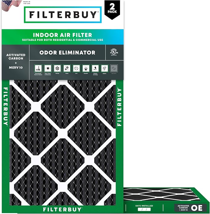 Filterbuy 16x30x1 Air Filter MERV 10 Odor & Allergy Defense by Filterbuy