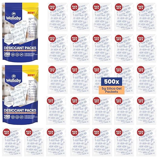 Wallaby 5 gram Food Safe Pure White Silica Gel Desiccant Dehumidifier Packs by WallabyGoods