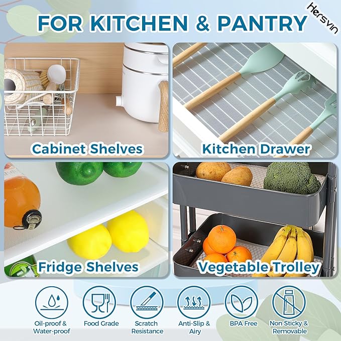 Hersvin Shelf Liners 20 in x 20 ft Drawer Mats Non-Adhesive Cupboard Protector - Image 7