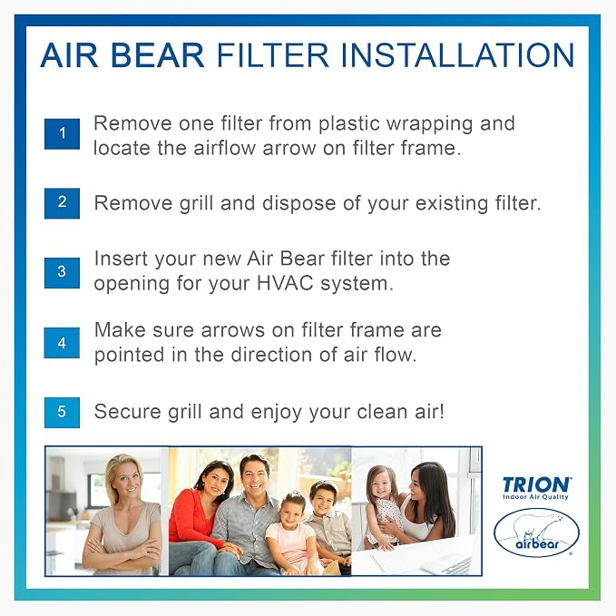 16x25x2 Air Filter MERV 8 TRION Air Bear Pleated HVAC Air Filter Replacement - Image 3
