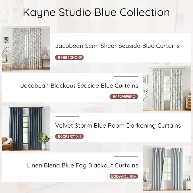 Kayne Studio Blue Fog Pinch Pleated Full Blackout Curtains 90 Inch, Linen Blend - Image 8