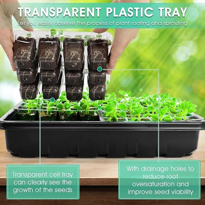 Seed Starter Tray with Grow Light, 192-Cell Seed Starter Kit, Seedling Starter - Image 5
