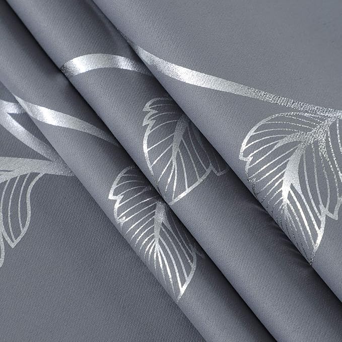 BUHUA Blackout Curtains with Silver Vine Pattern Thermal Insulated Window - Image 8
