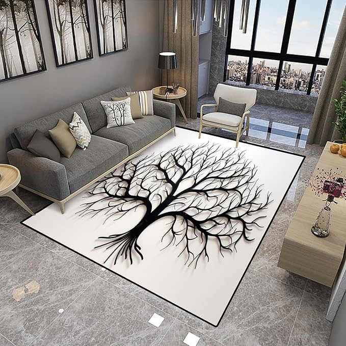 Floor Covering A Leafless Tree Floral Printing Lightweight Area Rugs Fade - Image 4
