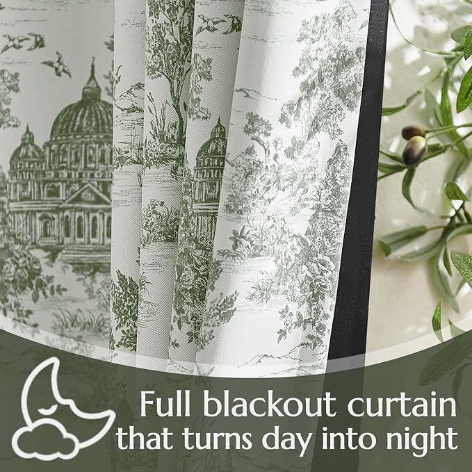 jinchan 95% Blackout Toile Curtains - Image 6