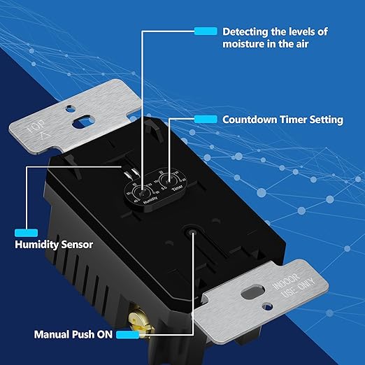 LIDER No Neutral Wire Required Humidity Sensor Switch, Automatic Humidity - Image 6