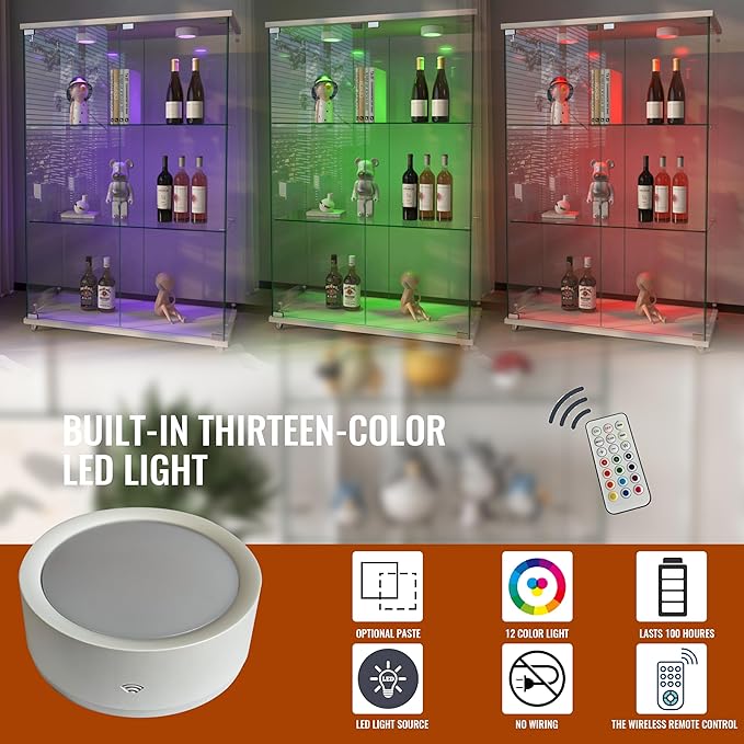Yoluckea 3-Shelf Glass Display Cabinet - Image 3