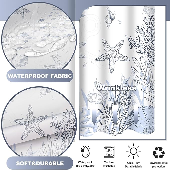 Extra Long No Hook Shower Curtain - Image 3