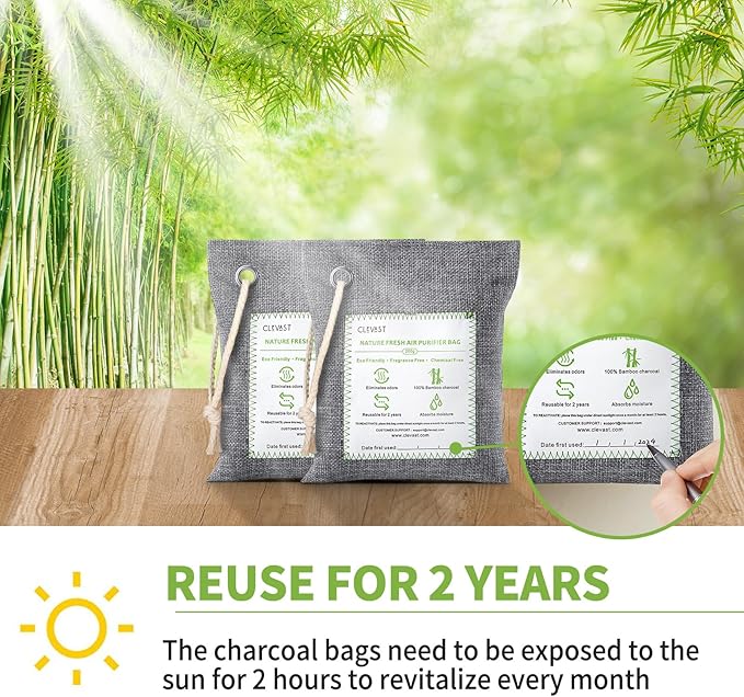 CLEVAST Bamboo Charcoal Air Purifying Bags -, Removes Odors and Moisture - Image 4