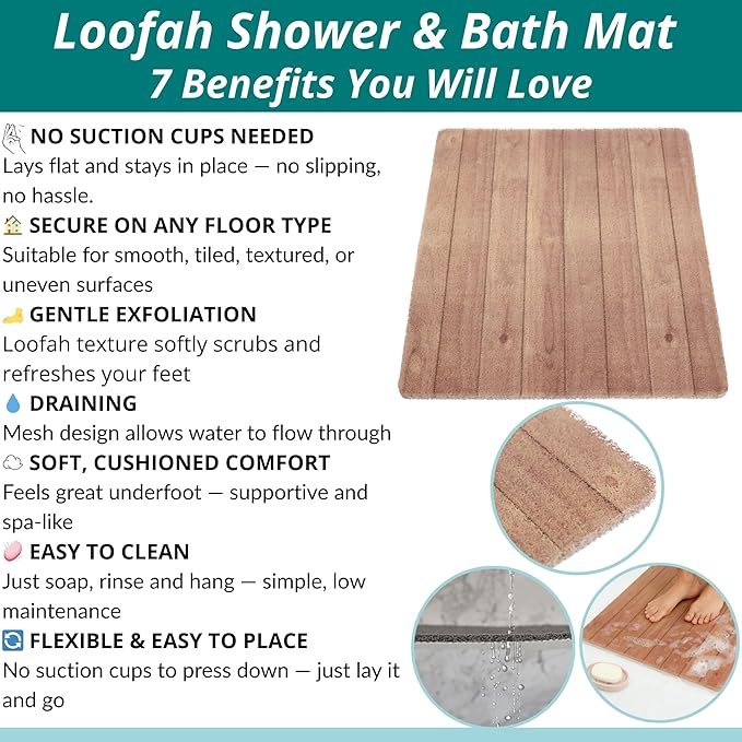 Enkosi Loofah Non-Slip Shower Mat - Image 4