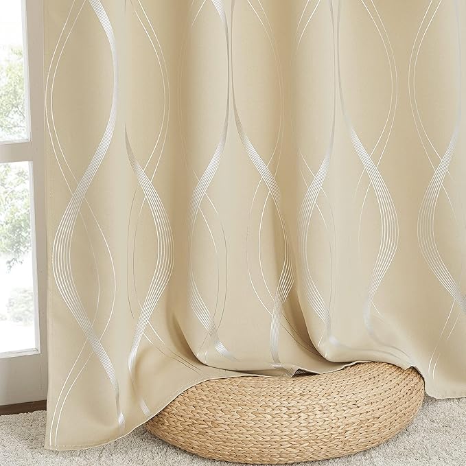 NICETOWN Blackout Curtains for Bedroom, Foil Printed Wave Lines Energy Saving - Image 8