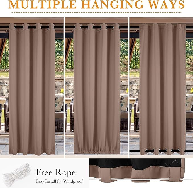 RYB HOME Outdoor/Indoor Thermal Insulated Fade-Resistant Blackout Curtains - Image 6