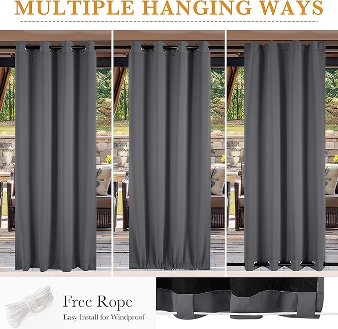 RYB HOME Outdoor/Indoor Thermal Insulated Fade-Resistant Blackout Curtains 84 - Image 5
