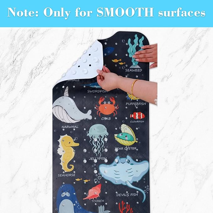 Bath Mat for Tub Non Slip, Machine Washable Anti-Slip Cartoon Baby Bathtub - Image 4