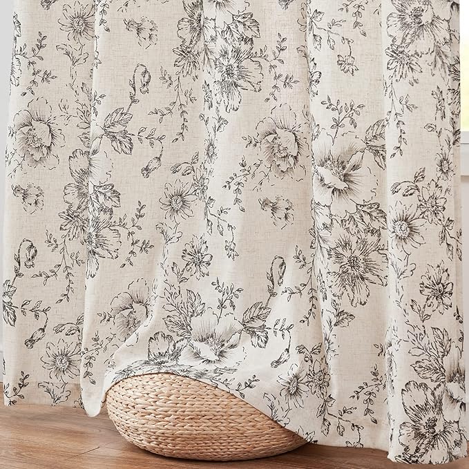 jinchan Linen Floral Curtains 100 Inch Extra Wide - Image 6