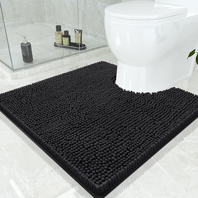 Smiry Luxury Chenille Toilet Rugs U-Shaped 24x24, Soft Absorbent Non-Slip by Smiry