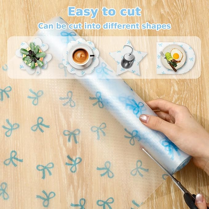 Blue Bow Refrigerator Liner Waterproof Fridge Shelf Mat Non-Adhesive Cabinet - Image 2