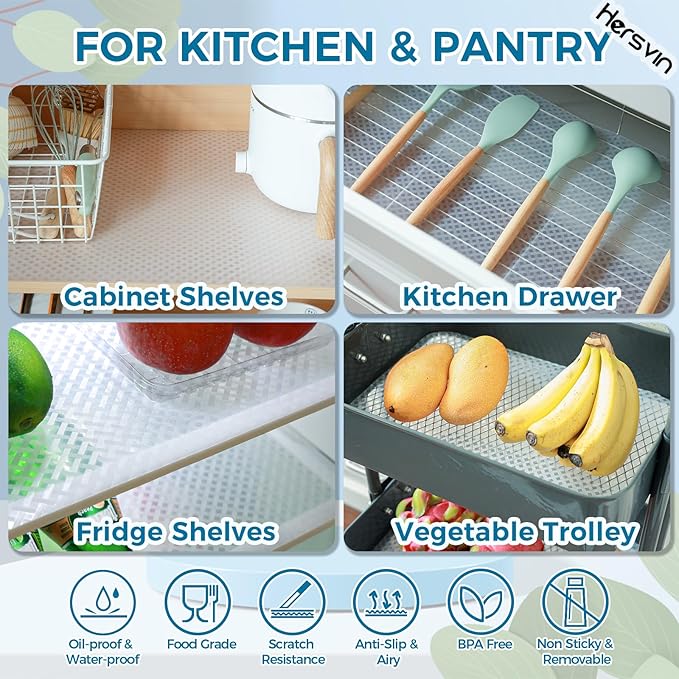 Hersvin Shelf Liners 12 in x 20 ft EVA Drawer Mats, Non-Adhesive Cupboard - Image 7