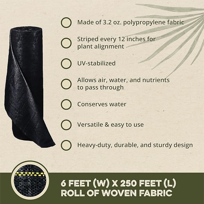 Dewitt Pro-5 Weed Barrier Fabric 5 oz, 6 x 250 Feet – Heavy-Duty Woven - Image 2