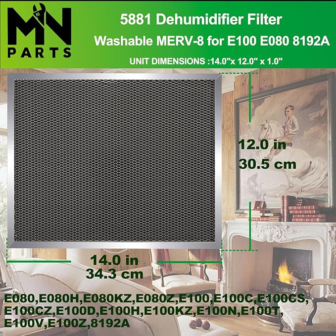 5881 Dehumidifier Filter Washable MERV-8 12x13.5x1 Compatible - Image 2