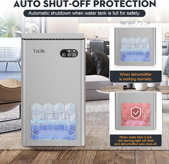 ToLife Dehumidifier for Home, 1000 sq.ft Dehumidifiers for Basement Bedroom - Image 6