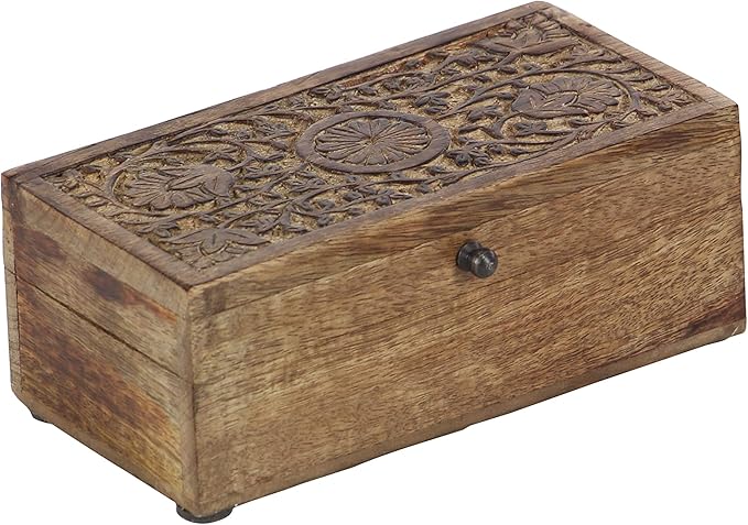 Deco 79 Mango Wood Floral Handmade Decorative Box Decorative Keepsake Boxes - Image 11