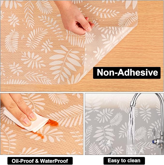 Cooyes Shelf Paper for Kitchen Cabinets Non Adhesive, Waterproof & Oil-Proof - Image 6
