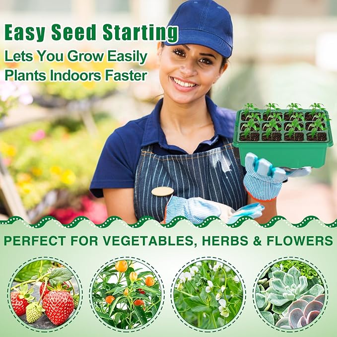 Apipi Seed Starter Tray with Grow Light & Heat Mat- 6 Pack 72 Cell Durable Easy - Image 7