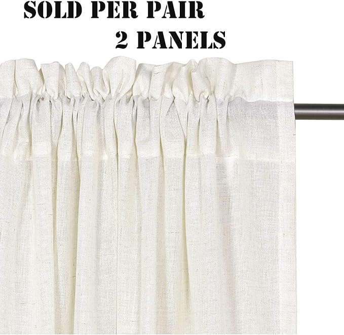 H.VERSAILTEX Natural Linen Bedroom Curtains 63 Inch Length 2 Panels Rod Pocket - Image 2