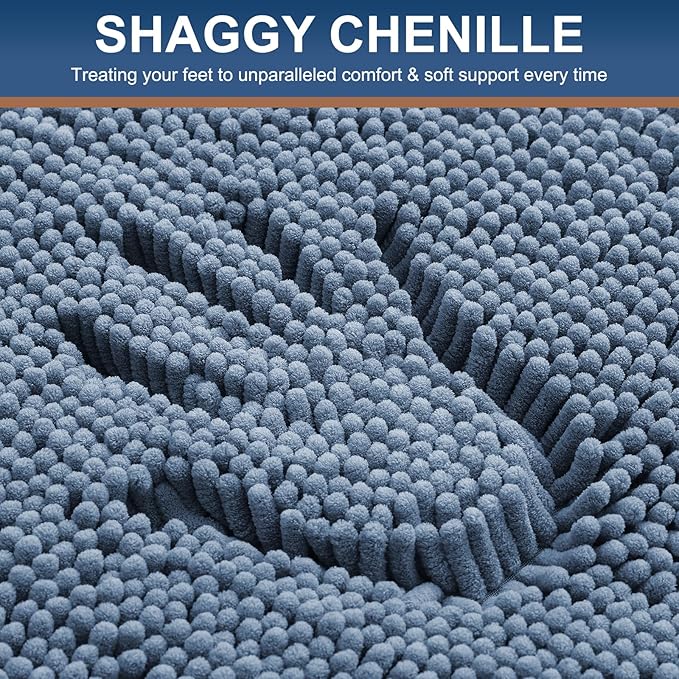 Smiry Luxury Chenille Bathroom Rugs 59x20, Extra Soft and Absorbent Shaggy Bath - Image 3