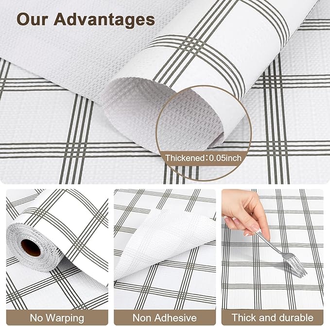 OcePor Non-Adhesive Drawer and Shelf Liner 12IN x 30FT，Non Slip Cabinet and - Image 4