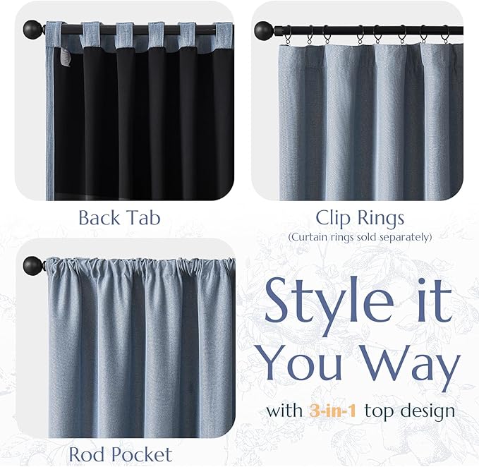 jinchan Faux Linen Blackout Curtains 96 Inch Length - Image 5