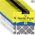 Nordic Pure 14x14x1 Pleated MERV 10 Plus Carbon Air Filters 24 Pack | Actual by NordicPure